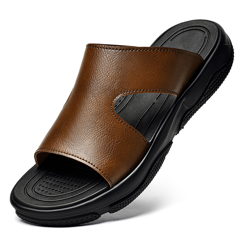 Men'S Shoes Hey Dude - Sandálias masculinas de couro, antiderrapantes, sola