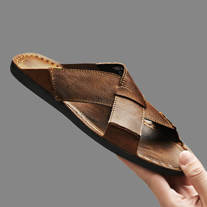 Men'S Shoes Hey Dude - Moda couro genuíno dos homens chinelos